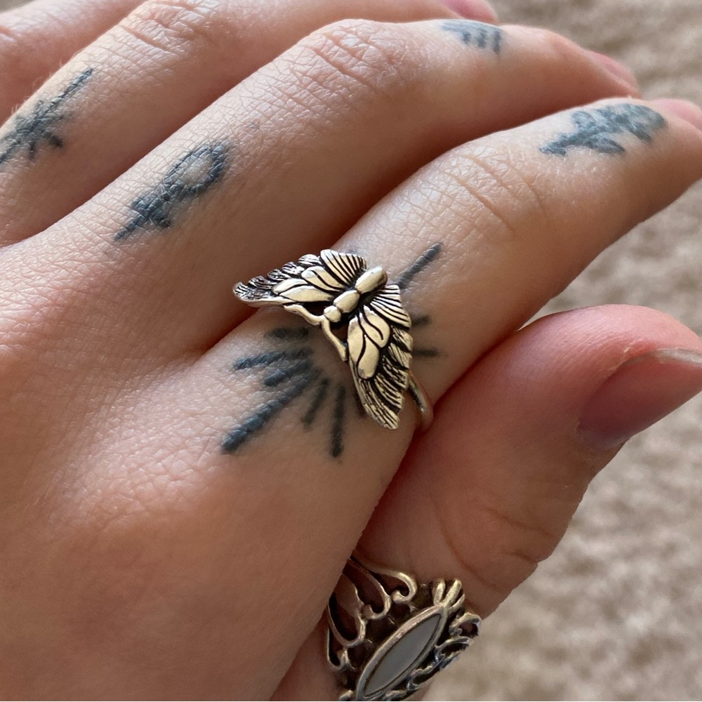 Sterling silver moth ring